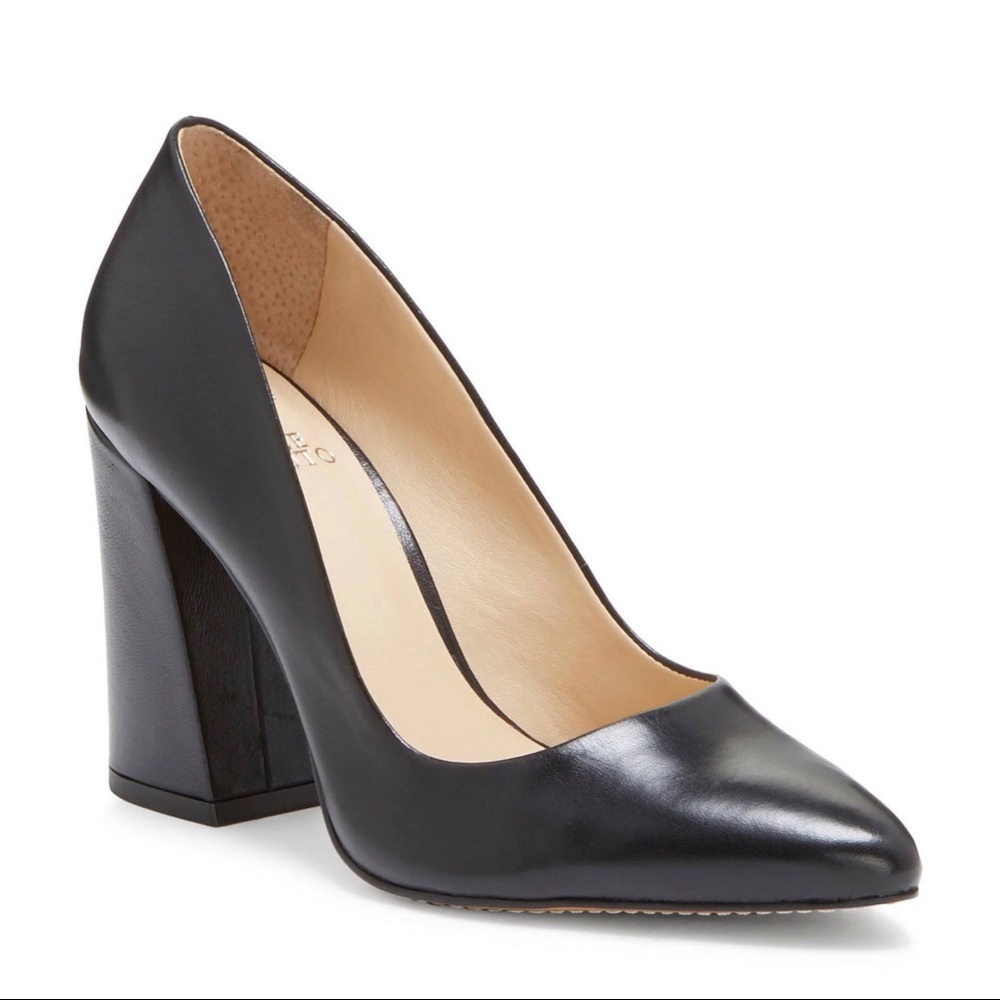 Vince Camuto Talise Leather Block Heel Pumps